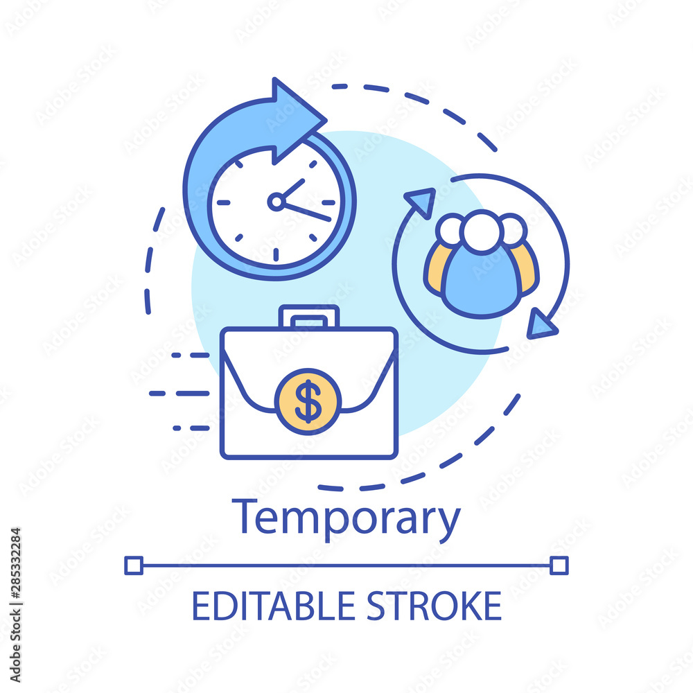 Temporary concept icon. Odd job idea thin line illustration. Short-term  employment, recruitment. Working arrangement. Outsourcing, freelance.  Vector isolated outline drawing. Editable stroke Stock Vector | Adobe Stock