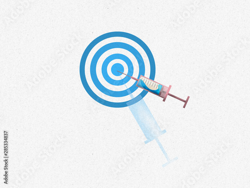 Illustration of centered target syringe illustrating the importance of the vaccine in children