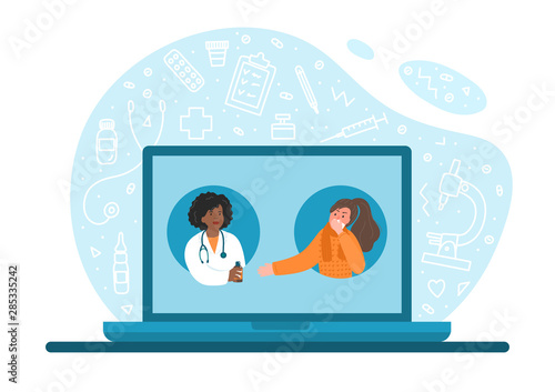 Online healthcare. Medical consultation on laptop.