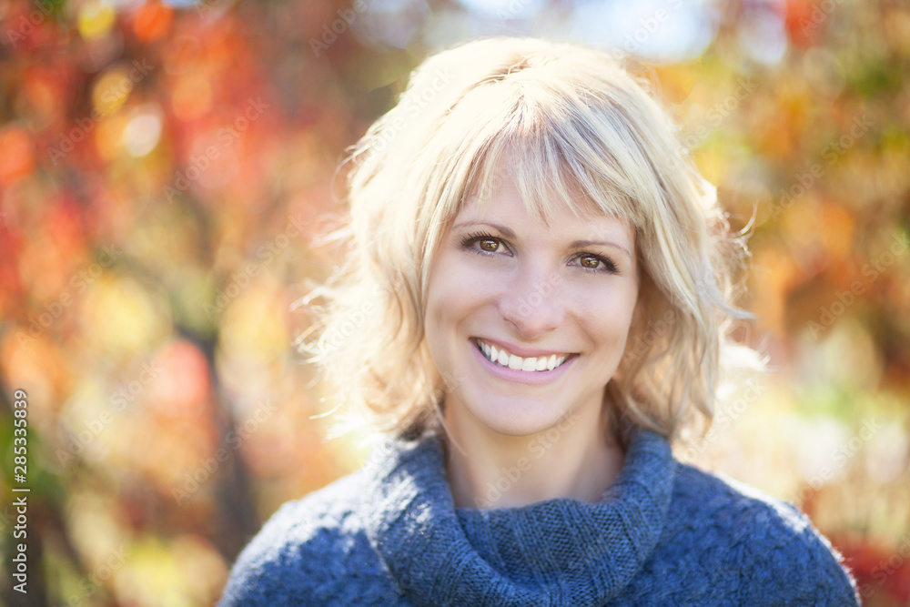 Portrait Of A Pretty Woman Smiling In The Forest Portrait Of A Pretty Woman Smiling In The Forest