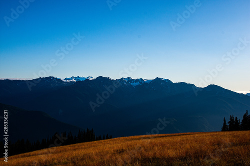 Sunset over Hurricane Ridge in Olympic National Park, near Port Angeles, Washington State, Pacific Northwest