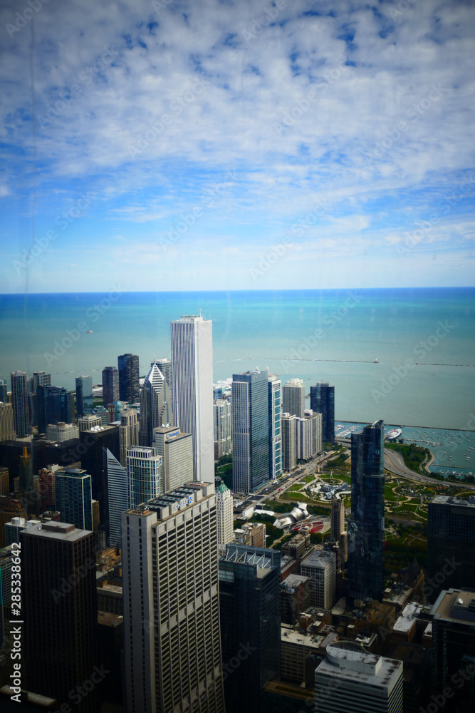 The view from the tall buildings of Chicago On summer holidays.