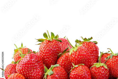 beautiful and ripe red strawberries on a white background