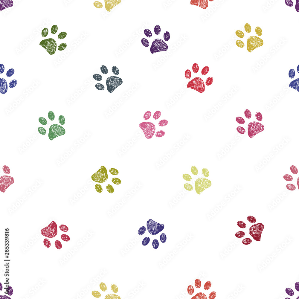 Colorful animal paw prints