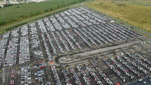 Aerial Shot Of A Modern Car Factory In Europe