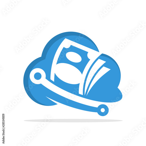 Illustrated icons with the concept of financial business media integrated with cloud computing systems