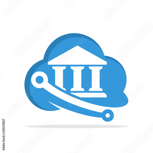 Illustrated icon with the concept of a cloud computing system in the banking business