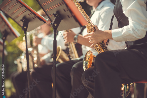 Jazz musicians playing the saxophone - Beautiful music / Jazz mood Concept
