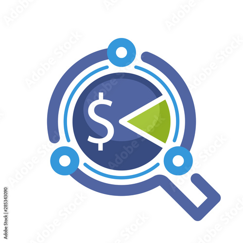 Illustrated icon with the concept of a smart tech tax inspection system