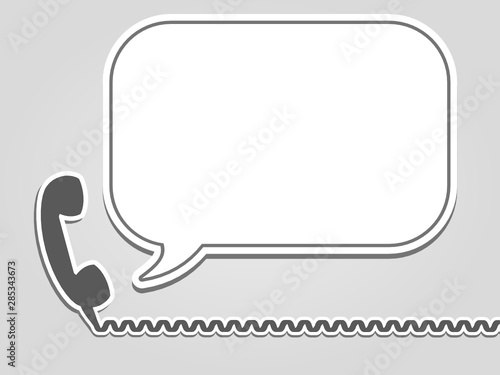 Retro phone receiver with speech bubble. Message concept. Copy space, marketing. Announcement, notification, information, space for text, advertisement. Vector illustration, flat style.