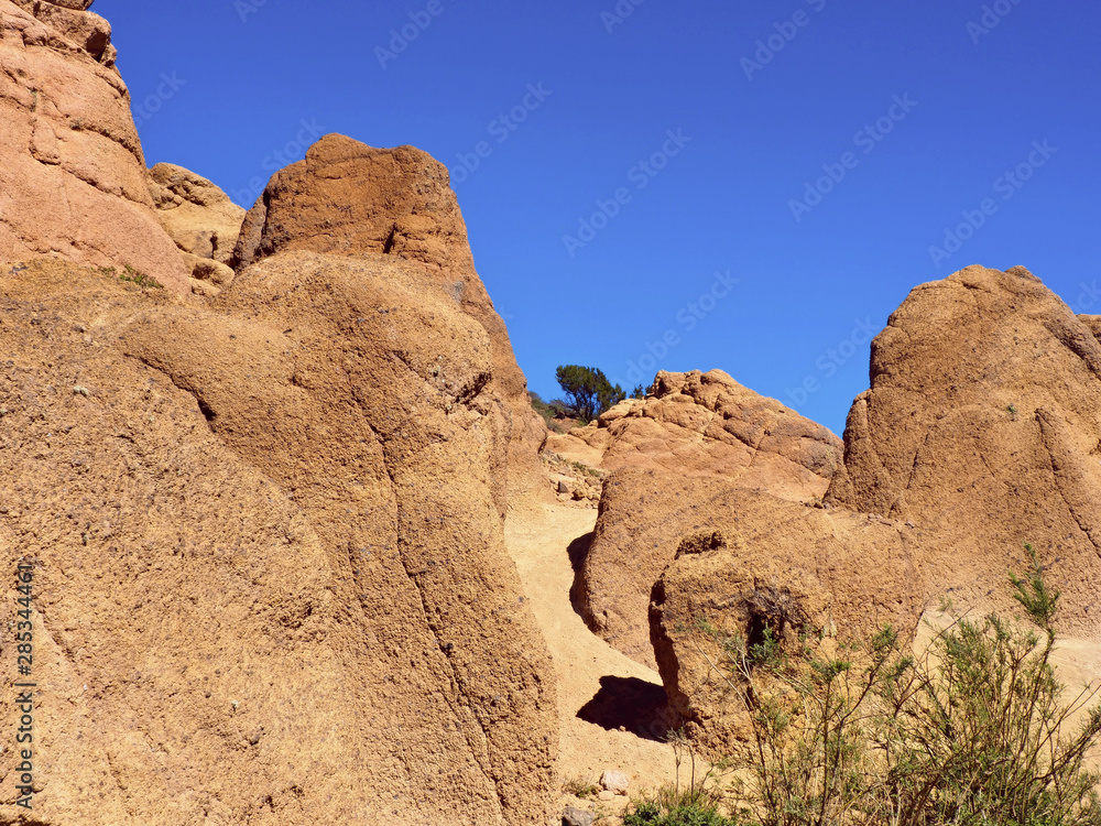 Lunar landscape of coarse and very light tufa and volcanic stones on Tenerife