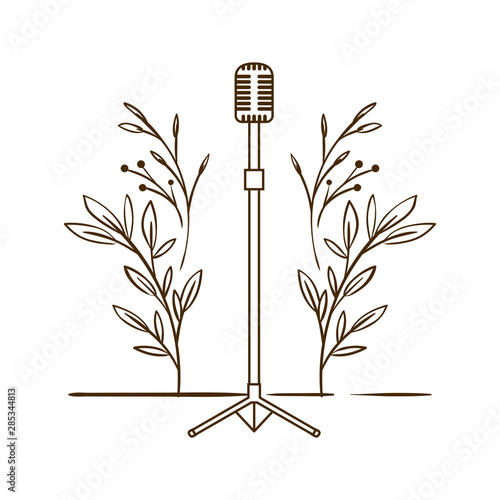 microphone with stand on white background
