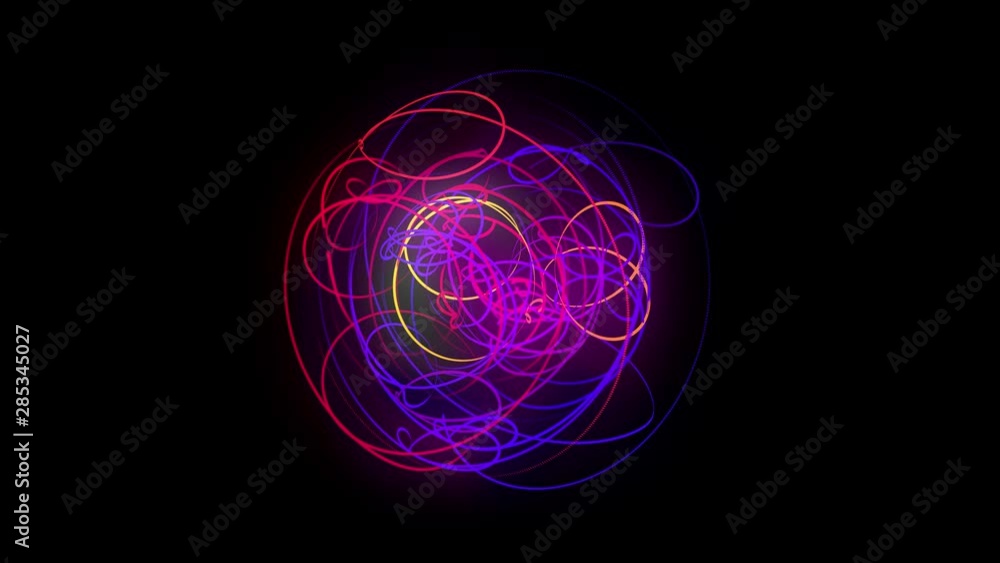 3d Illustration, The tangling of the neon line is devoid of direction and forming a lump in the center of the image. 3d Illustration, The tangling of the neon line is devoid of direction and forming a lump in the center of the image.