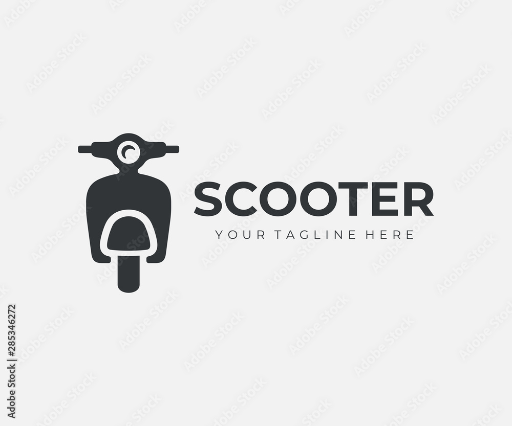 Moped scooter logo design. Retro scooter front view vector design. Electric  scooter logotype vector de Stock | Adobe Stock