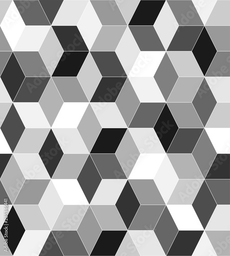 Geometric pattern with grey chaotic rhombus. Seamless tile background, graphic mosaic pattern. Vector illustration © Iuliia