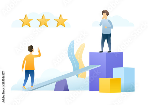 Business career growth flat vector illustration. Businessmen using springboard cartoon characters. Success achievement, corporate progress. Job promotion opportunity, colleagues teamwork metaphor.