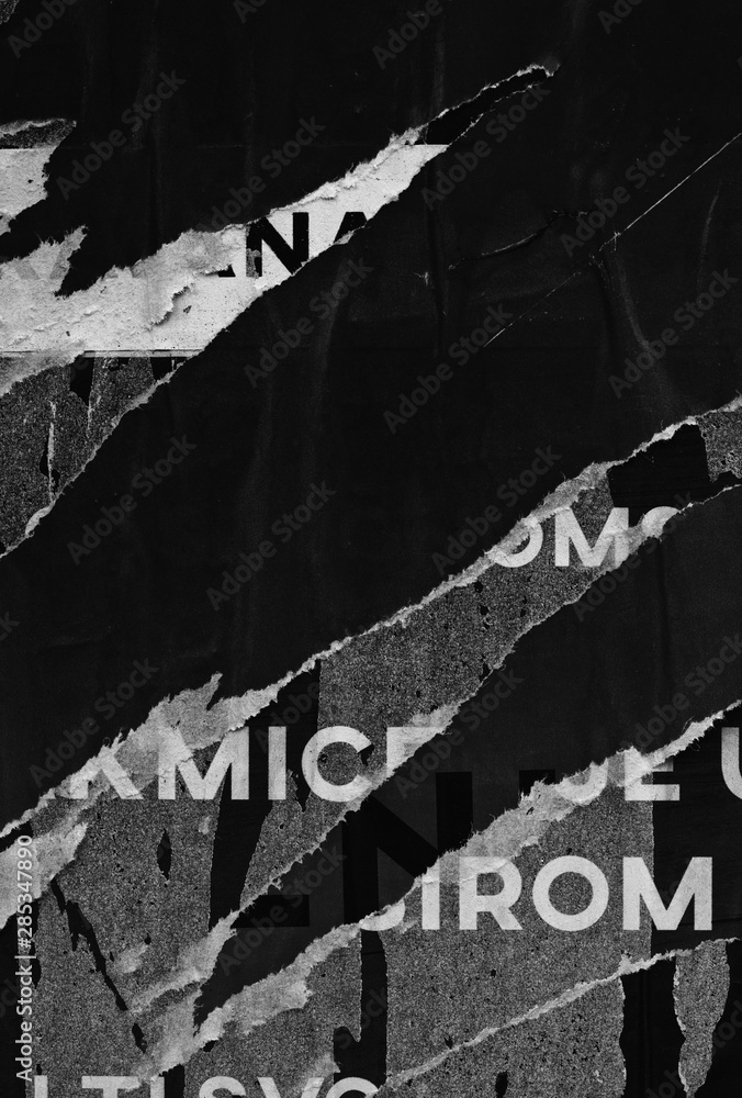Fototapeta premium Blank white creased crumpled paper texture background old grunge ripped torn vintage collage posters placards empty space text