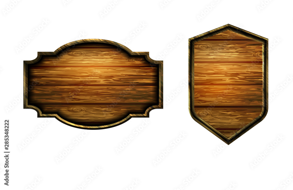 Naklejka premium Vector realistic illustration of wooden signboard