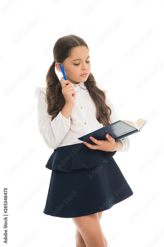 Private lesson. Adorable child schoolgirl. Formal education concept. School education basics. Coordinating process. Focused on education. KId girl student likes to study. Study in secondary school Private lesson. Adorable child schoolgirl. Formal education concept. School education basics. Coordinating process. Focused on education. KId girl student likes to study. Study in secondary school