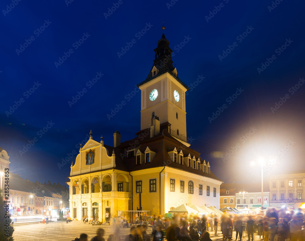 Brasov Town Hall at night