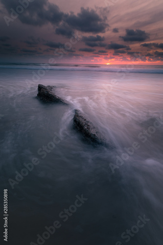 Sunset at the beach of Bidart, Basque Country.