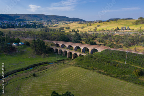 An old train viaduct bridge in the countryside