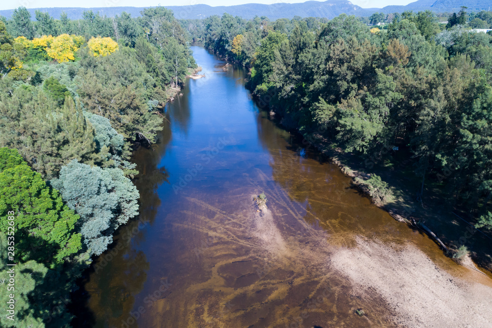 A river that is drying up due to the severe drought in New South Wales, Australia