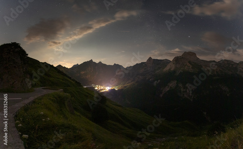 Milky way above Gourette ski station at the Pyrenees in summer, Aquitanie,France. photo