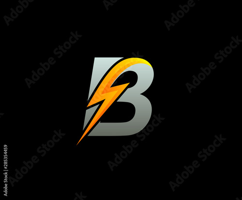 Letter B thunder power shape logo icon, flash icon.