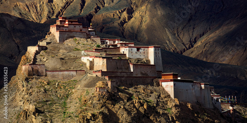 Gyantse Fortress, Gyantse Dzong - the Solemn Persistence of Ancient Tibet. Gyantse County, Shigatse Prefecture, Tibet Autonymous Region of China. Ancient architecture built at the top of a mountain.