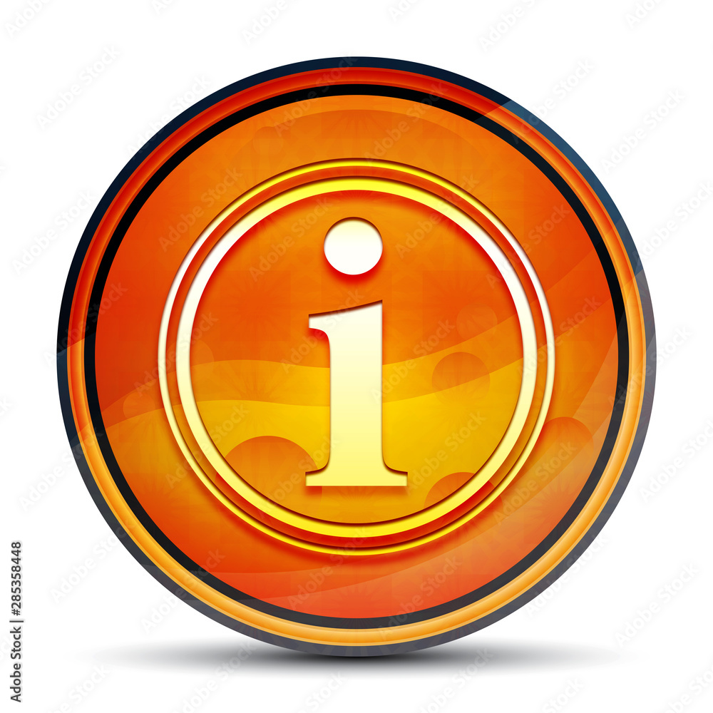 Info icon shiny bright orange round button illustration Info icon shiny bright orange round button illustration