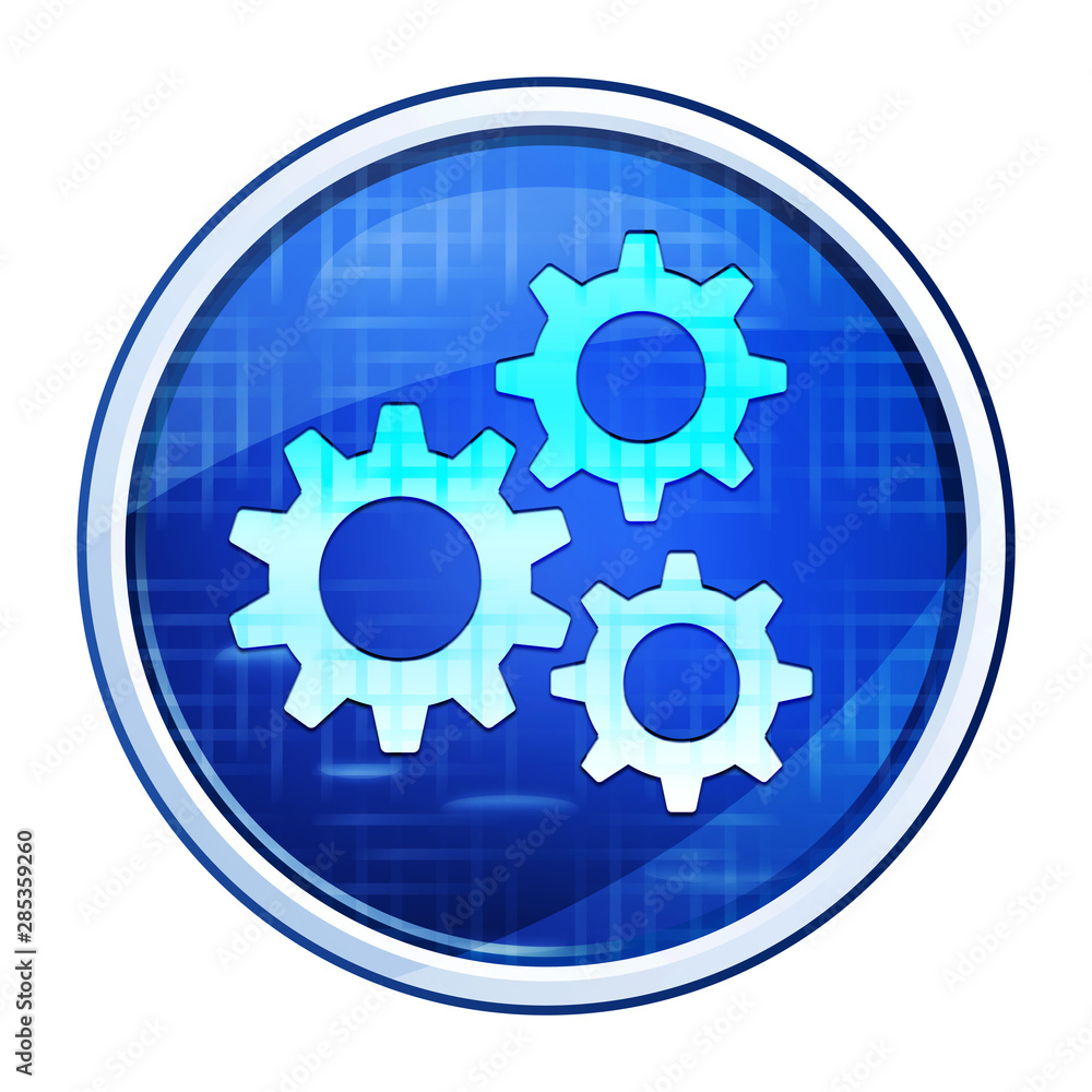 Settings gears icon futuristic blue round button vector illustration Settings gears icon futuristic blue round button vector illustration
