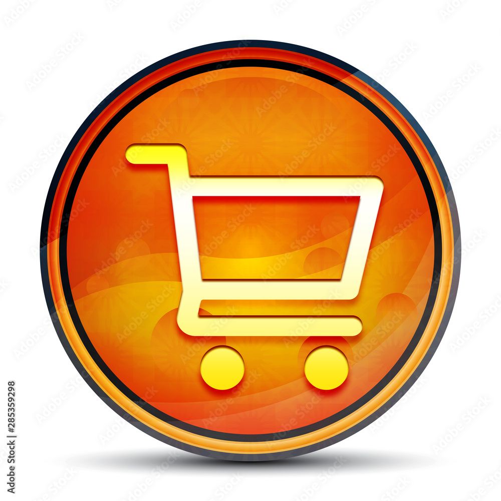 Shopping cart icon shiny bright orange round button illustration Shopping cart icon shiny bright orange round button illustration