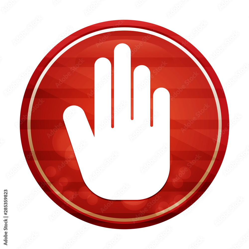 Stop hand icon realistic diagonal motion red round button illustration Stop hand icon realistic diagonal motion red round button illustration