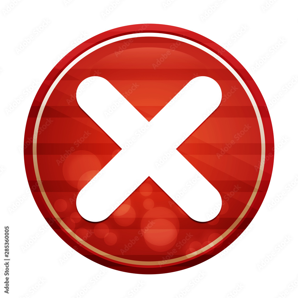 Obraz premium Cross icon realistic diagonal motion red round button illustration