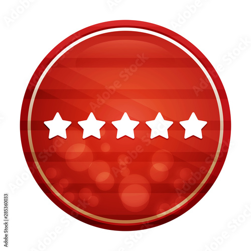 Five stars rating icon realistic diagonal motion red round button illustration