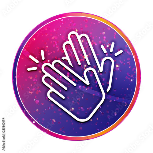 Hands clap icon creative trendy colorful round button illustration