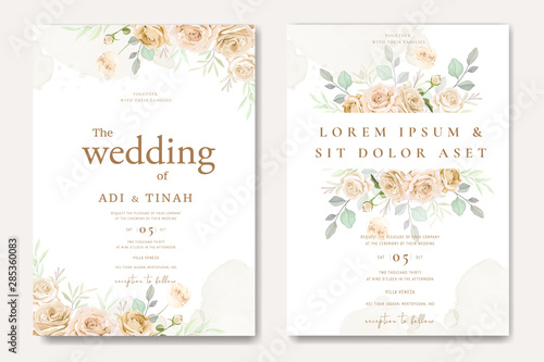 beautiful wedding invitation card with yellow and white roses template