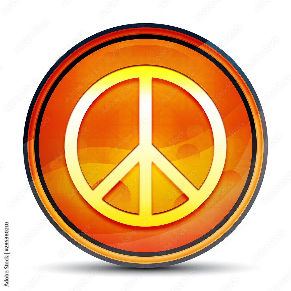 Peace sign icon shiny bright orange round button illustration Peace sign icon shiny bright orange round button illustration