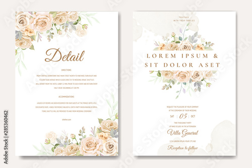 beautiful wedding invitation card with yellow and white roses template