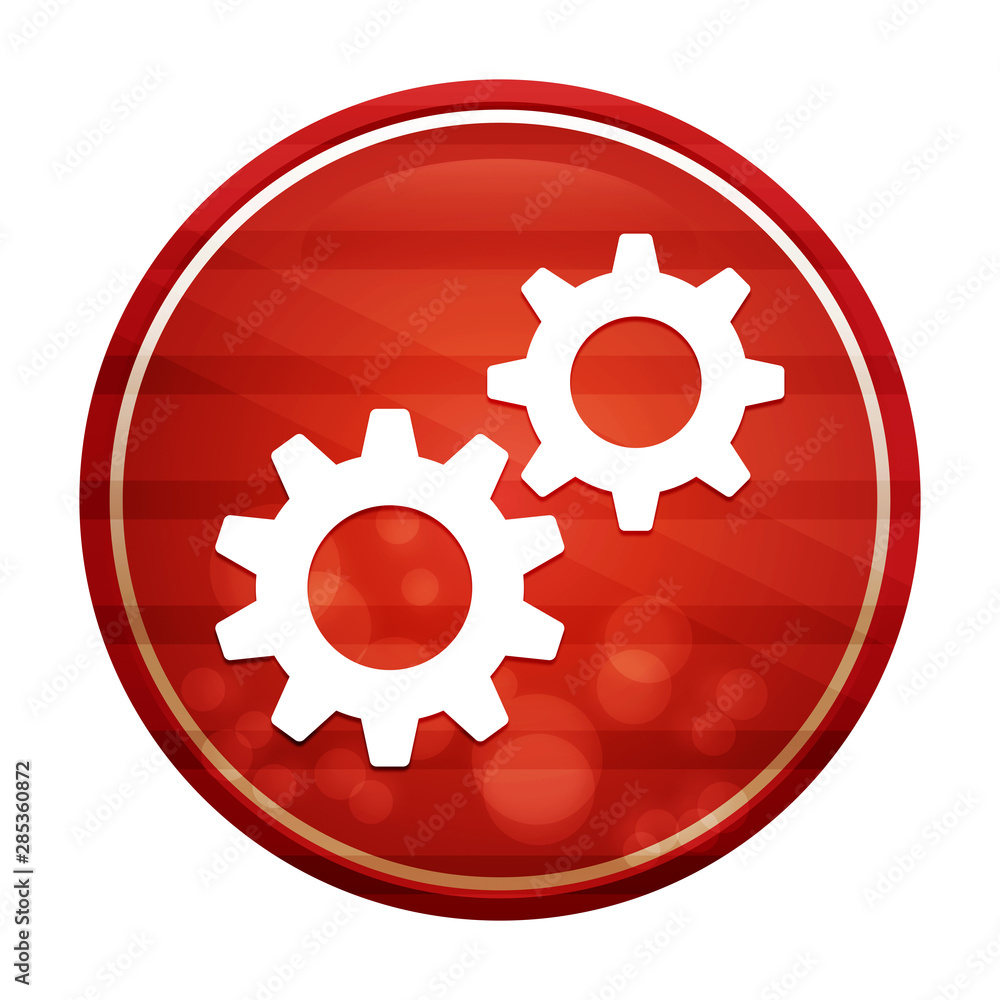 Settings process icon realistic diagonal motion red round button illustration Settings process icon realistic diagonal motion red round button illustration