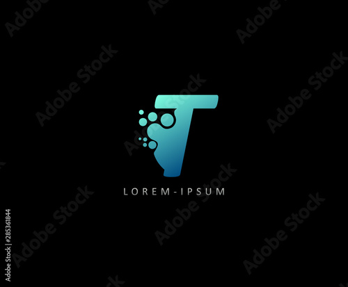 Dotted T Letter Logo. T Letter Design with dot shape ,perfect for technology,software, network, lab and science brand.