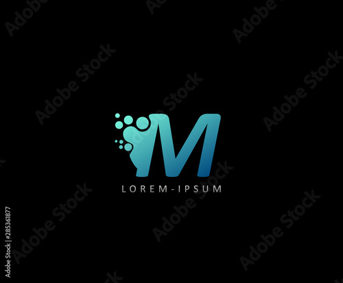 Dotted M Letter Logo. M Letter Design with dot shape ,perfect for technology,software, network, lab and science brand.