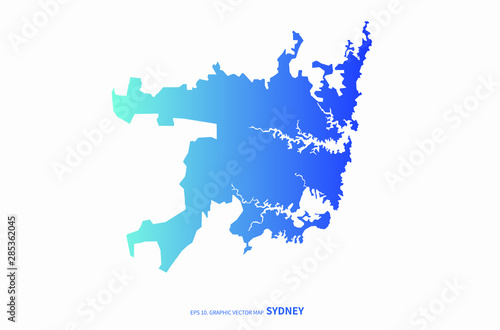 sydney city map. graphic vector map of oceania