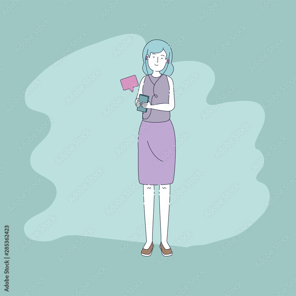 young woman with earphones and music player young woman with earphones and music player