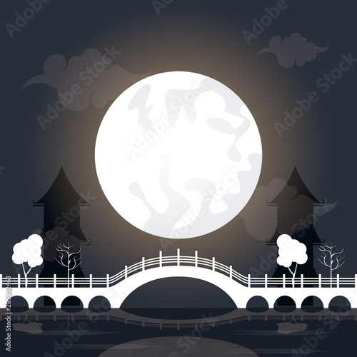 mid autumn festival scenery with moon