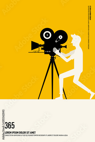 Movie and film poster design template background vintage retro style