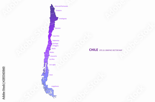 graphic vector map of south america. chile map.
