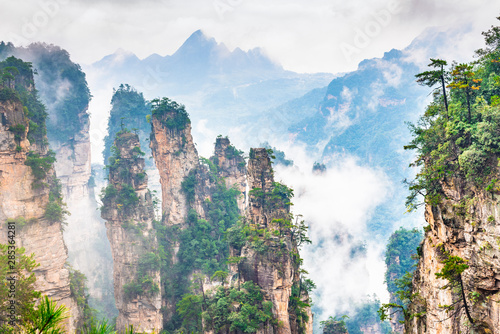 Landscape of Zhangjiajie. Taken from Old House Field. Located in Wulingyuan Scenic and Historic Interest Area which was designated a UNESCO World Heritage Site as well as AAAAA scenic area in china.