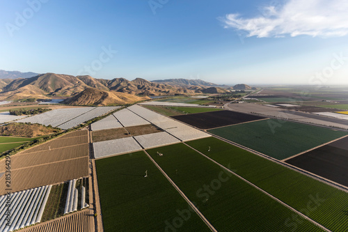 Aerial view of coastal farm...